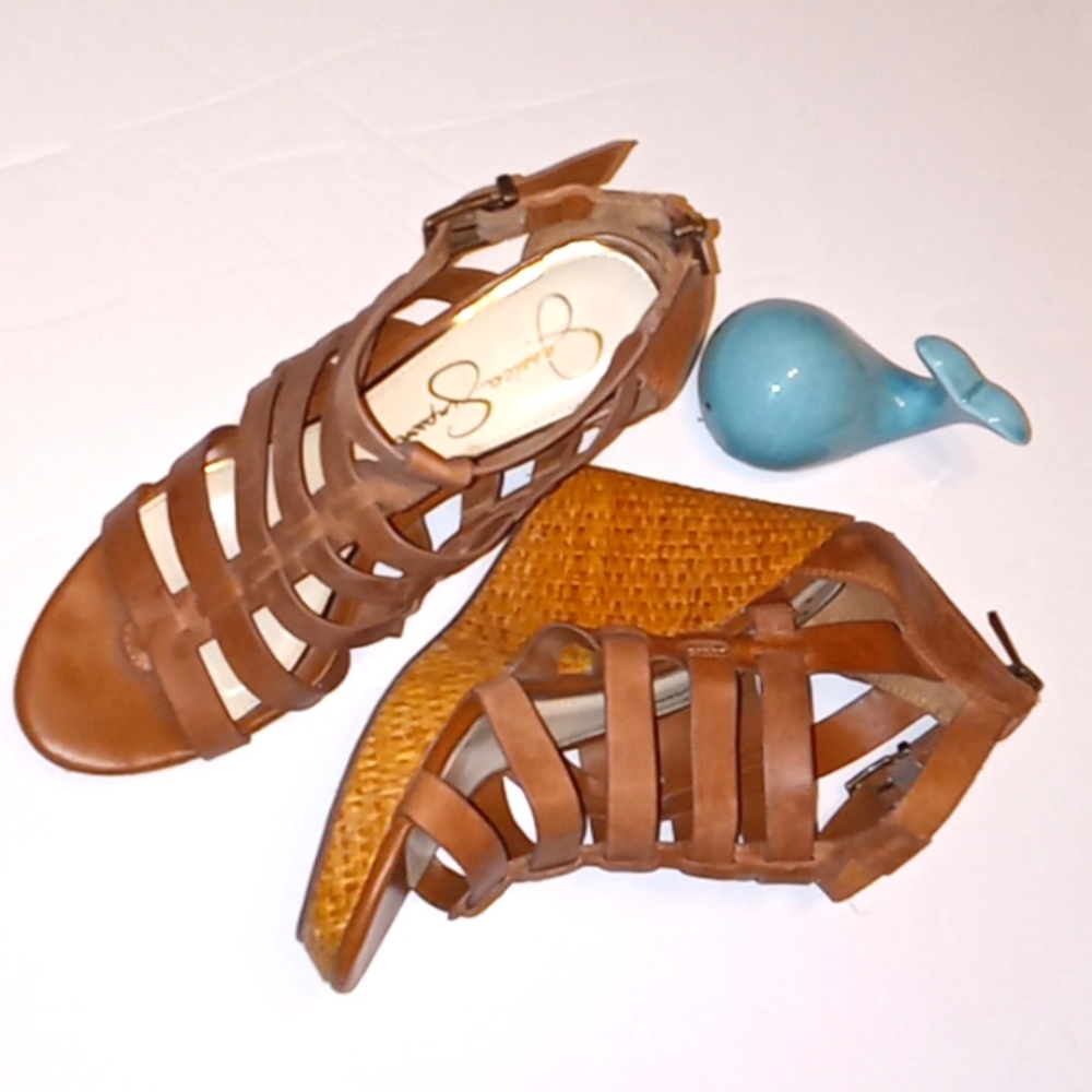 Jessica Simpson Brown Wedge Sandals